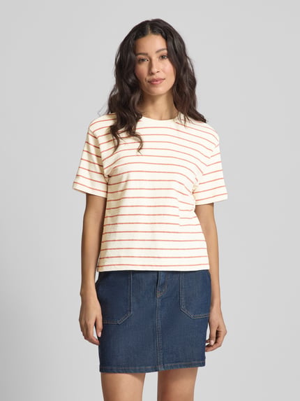 Jake*s Studio Woman Cropped T-Shirt mit geripptem Rundhalsausschnitt Terra 4