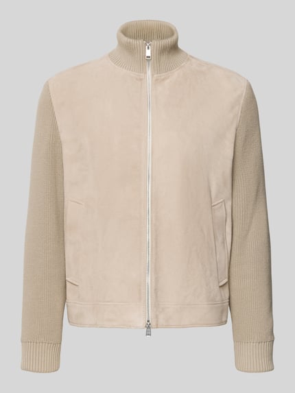 BOSS Regular Fit Lederjacke aus Ziegenvelours Modell 'M-MAVEN' Beige 2