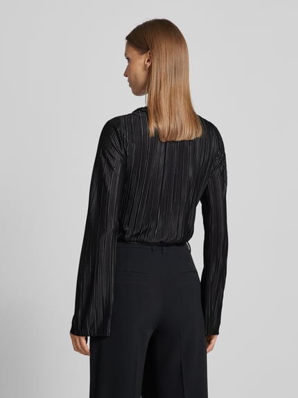 VERO MODA Shirt met lange mouwen en knoopdetails van plissé, model 'PLIS' Zwart - 5