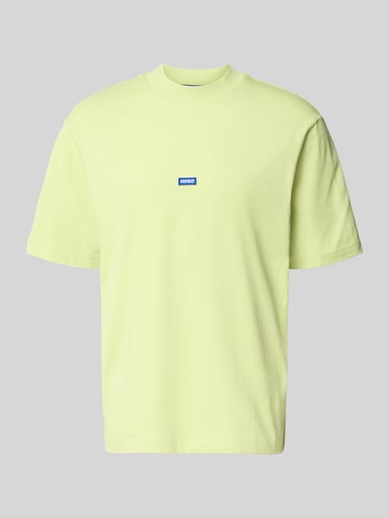 Produktfoto, Regular Fit T-Shirt aus reiner Baumwolle Modell 'NIEROS' von Hugo Blue, jasnożółty, krój regular fit, logo na piersi, okrągły dekolt, krótki rękaw, jednolita faktura