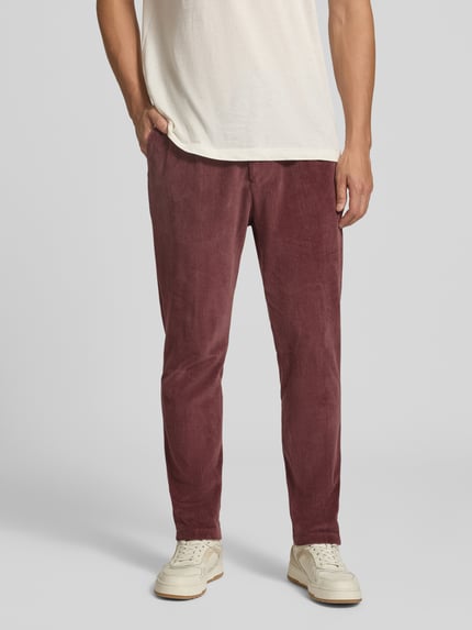 Zuitable Slim Fit Hose aus Baumwoll-Mix in Cord-Optik Modell 'Cliffer' Bordeaux 4