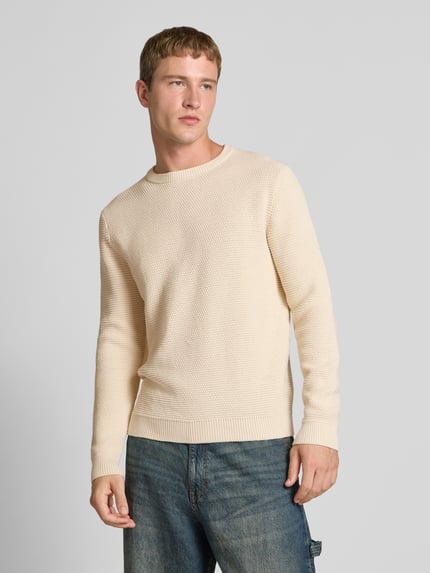 REVIEW Sweter z dzianiny z fakturowanym wzorem Écru 4