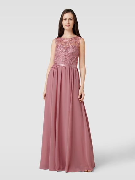 LUXUAR FASHION Abendkleid mit floralem Ziersteinbesatz Mauve 4