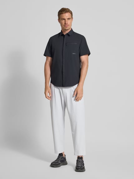 BOSS Green Tapered fit broek met tunnelkoord, model 'CONVERT PLEAT' Lichtgrijs - 1