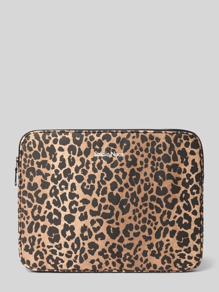 Produktfoto, Laptop-Tasche aus reiner Baumwolle im Logo-Stitching van Studio Noos met hoofvak, ritssluiting, all-over dierenprint, puur katoen