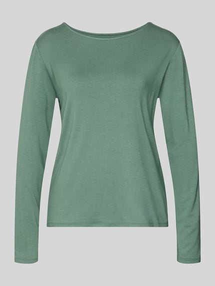 Produktfoto, Relaxed Fit Longsleeve aus Viskose-Mix mit U-Boot-Ausschnitt von Fynch-Hatton, Damen, grün, langärmelig, Rückenlänge 59 cm