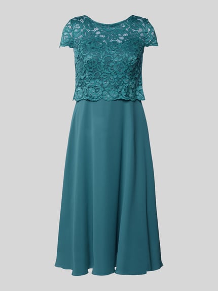 Christian Berg Cocktail Knielanges Cocktailkleid mit Ausbrenner-Effekt Smaragd Melange 2