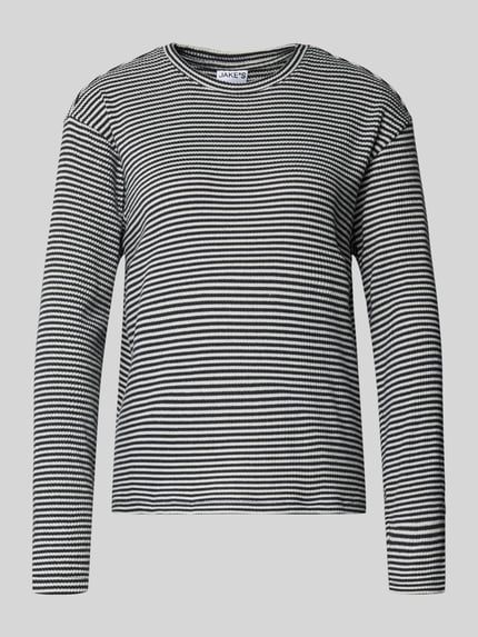 Jake*s Casual Pyjama-Oberteil mit geripptem Rundhalsausschnitt Dunkelblau 1