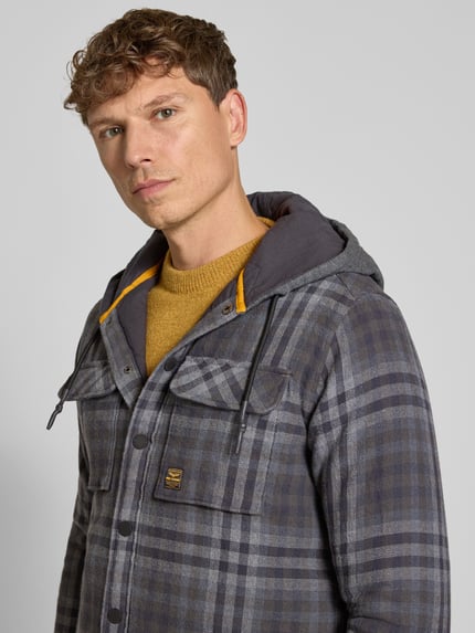 PME Legend Regular Fit Hemdjacke mit Kapuze und Brusttaschen Anthrazit 3
