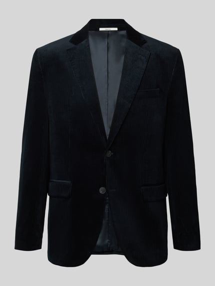 Produktfoto, Regular Fit Sakko mit Cordstruktur von Selected Homme, schwarz, unifarben, feine Struktur, Reverskragen, 2-Knopf-Verschluss