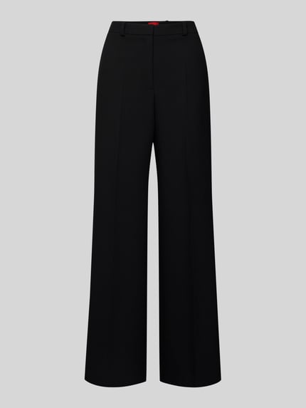 Produktfoto, schwarze Wide Leg Anzughose aus Viskose-Mix, unifarbene Optik, Modell 'HASMINA' von HUGO, schlichte Textur