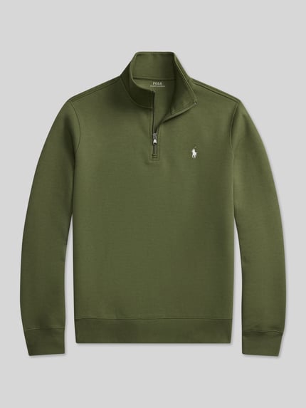 Produktfoto, Regular Fit Sweatshirt aus Baumwoll-Mix van Polo Ralph Lauren in effen olijfgroen, logo-stitching, troyerkraag, lange mouw, katoenmix