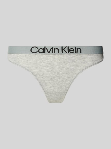 Calvin Klein Underwear String met label in band model 'MAX' Lichtgrijs - 1