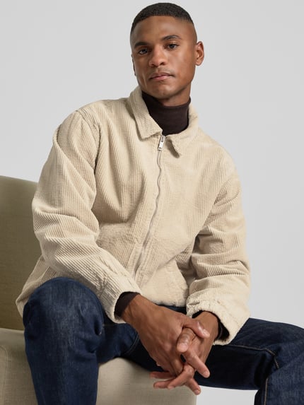 Lindbergh Regular fit overhemdjack in corduroy look met platte kraag Model 'Seersucker' Zand - 3