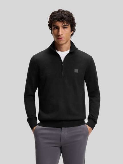 BOSS Orange Regular Fit Troyer aus Baumwoll-Mix Modell 'Kanobix' Dunkelblau 4