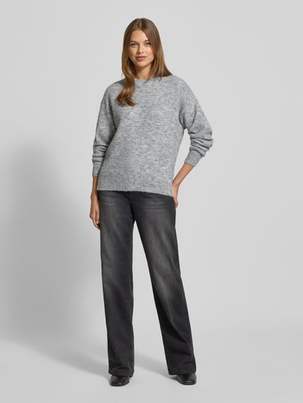 FREE/QUENT Relaxed Fit Strickpullover mit Woll-Anteil Modell 'Novala' Mittelgrau Melange 1