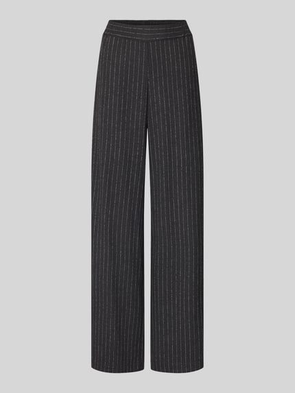 Produktfoto, Hose mit elastischem Bund van Milano Italy, zwart met witte strepen, wijde pijpen, viscosemix, zichtbare achterzakken.