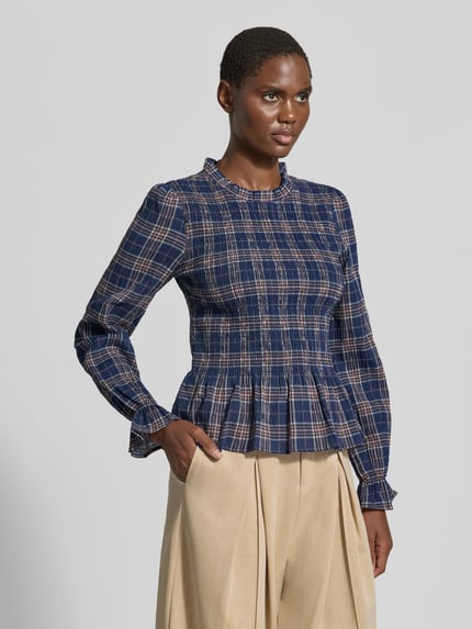 Christian Berg Woman Selection Bluse mit Smok-Details und Rüschenärmeln Marine 4