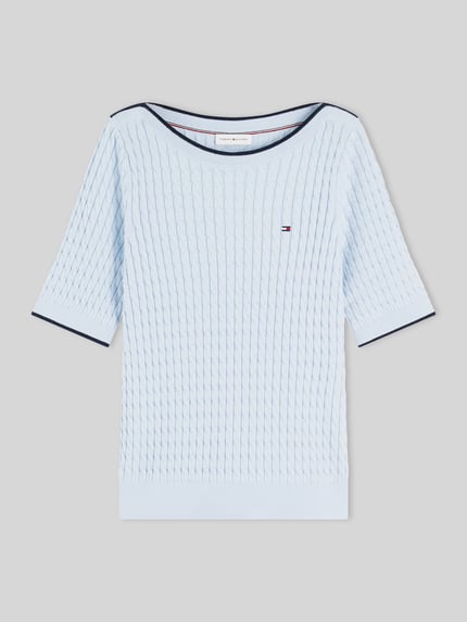 Tommy Hilfiger Regular Fit Pullover aus reiner Baumwolle mit kurzen Ärmeln Hellblau 2