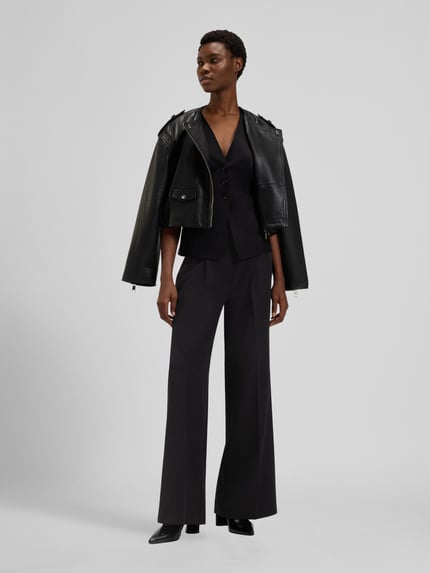 BOSS Orange Wijde broek met persplooien Zwart - 1