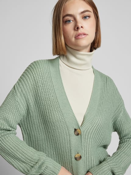 ONLY Cropped Cardigan mit Knopfleiste Modell 'CAROL' Mint 3
