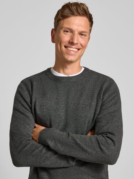 Casual Friday Regular fit gebreide pullover met ronde hals, model 'Heine' Donkergrijs - 3