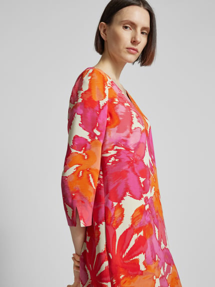 COMMA Knielange jurk met all-over print Rood - 3