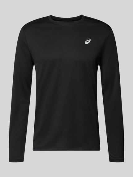Produktfoto, zwart Regular Fit Langarmshirt met logoprint van ASICS, ronde hals, lange mouw, ruglengte bij maat M 72 cm