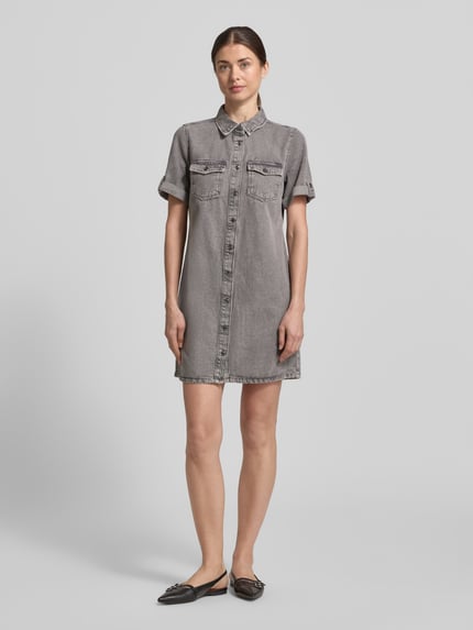 VERO MODA Tailliertes Jeanskleid aus Baumwoll-Mix Mittelgrau 1