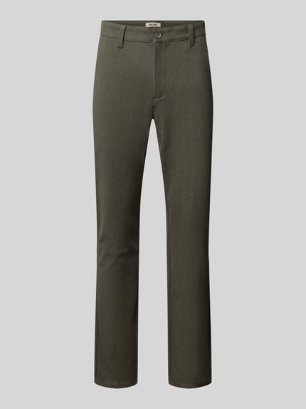 Produktfoto, schmale olivgrüne Hose mit glatter Textur, Slim Fit Hose mit Viskose-Anteil Modell 'MARK' von ONLY & SONS, Herren Schmale Hose