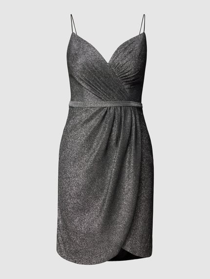 LUXUAR FASHION Sukienka koktajlowa w kopertowym stylu Czarny 2