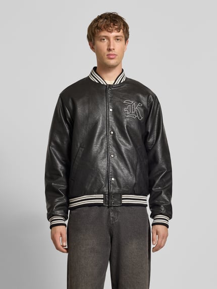 Karl Kani College-Jacke in Leder-Optik mit Label-Stitching Black 4