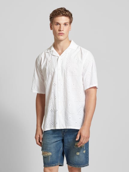 ONLY & SONS Freizeithemd mit Lochmuster Modell 'ARON' Weiss 4
