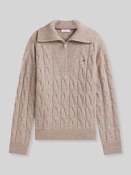 Tommy Hilfiger Relaxed Fit Troyer aus reiner Wolle Sand 2