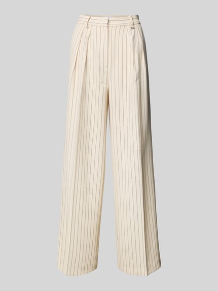 LeGer Wide leg stoffen broek met bandplooien, model 'Elaine' Beige - 2