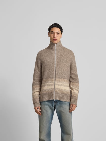 ANNARR Strickjacke mit Reißverschluss Hellbraun Melange 4