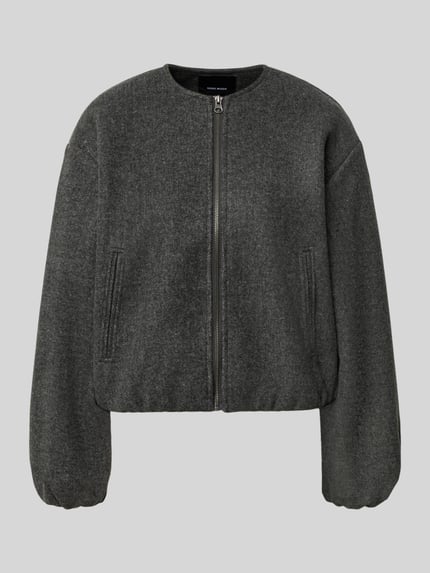 VERO MODA Regular Fit Bomberjacke in Filz-Optik Modell 'CHLOE' Dunkelgrau Melange 2
