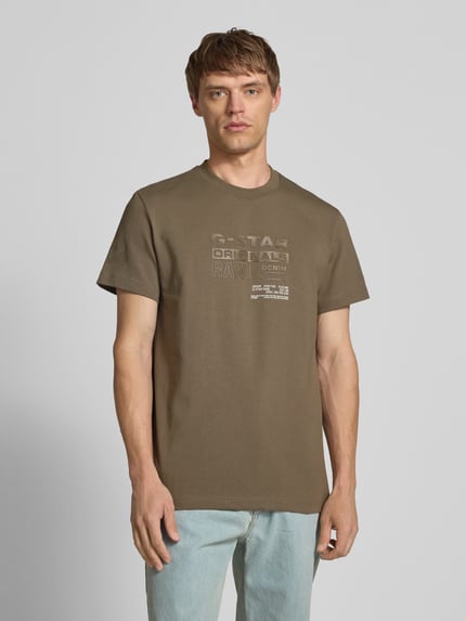 G-Star RAW T-Shirt mit Label-Print Modell 'Originals' Schlamm 4