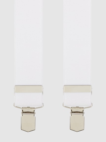 Produktfoto, Hosenträger in X-Form von Lloyd Men's Belts, białe szelki, metalowe klipsy, regulowane ramiączka, 4-częściowy zestaw