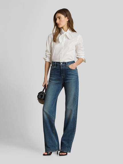 Lauren Ralph Lauren Regular Fit Freizeitbluse aus reiner Baumwolle mit Schluppe Weiss 1