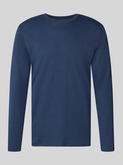 Produktfoto, Longsleeve aus reiner Baumwolle von Christian Berg Men in Dunkelblau, lockere Passform, Rundhalsausschnitt, langärmlig