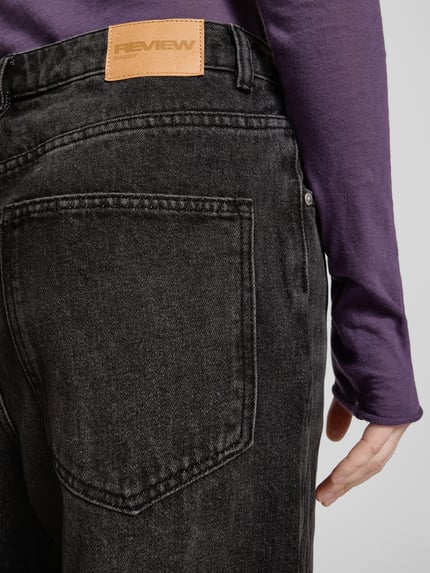 REVIEW Mid Waist Baggy Fit Jeans aus reiner Baumwolle Black 3
