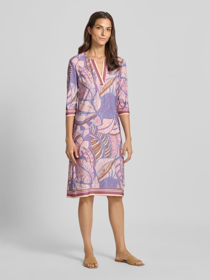 Christian Berg Woman Selection Knielanges Kleid mit Tunikakragen Mauve 1