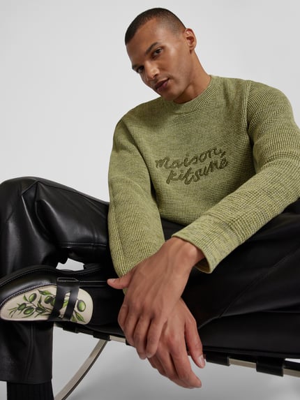 MAISON KITSUNÉ Pullover in Strick-Optik Oliv 3