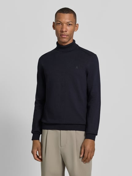 LERROS sweter z dzianiny o kroju regular fit z golfem Granatowy 4