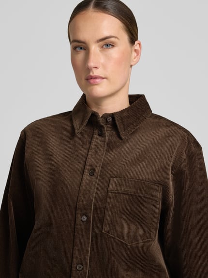 Marc O'Polo Regular Fit Langarmbluse aus Baumwoll-Mix Dunkelbraun 3