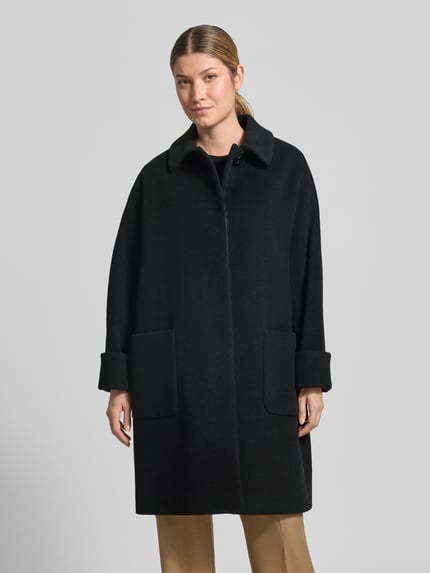 ICONS Cinzia Rocca Mantel aus Lanawolle-Mix mit aufgesetzten Taschen Black 4