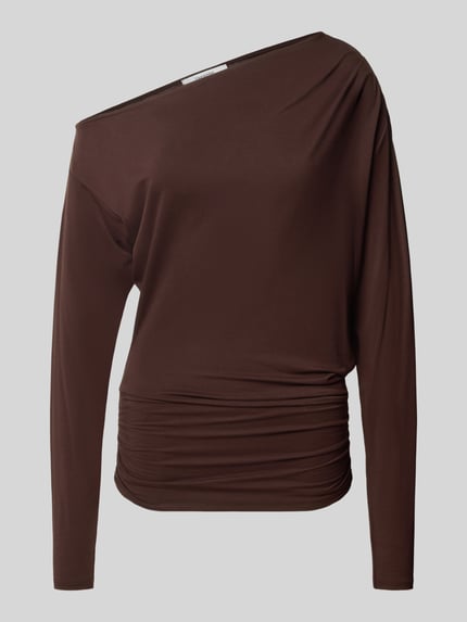 Topshop Regular Fit Longsleeve im Off-Shoulder-Look Modell 'RINA' Schoko 2