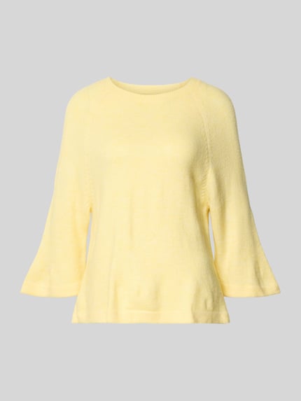 Produktfoto, Oversized Strickpullover mit 3/4-Arm Modell 'SIMONI' van ONLY, look: effen, gebreide look, mêlee, oversized fit, ronde hals, 3/4-mouw, rompzoom en mouwboord geribd, materiaalverwerking: knitwear.