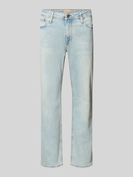 Productfoto, Straight Fit Jeans uit mix van katoen en elastaan model 'CLARK ORIGINAL' van JACK & JONES, 5-pocketmodel, lichtblauw, heren